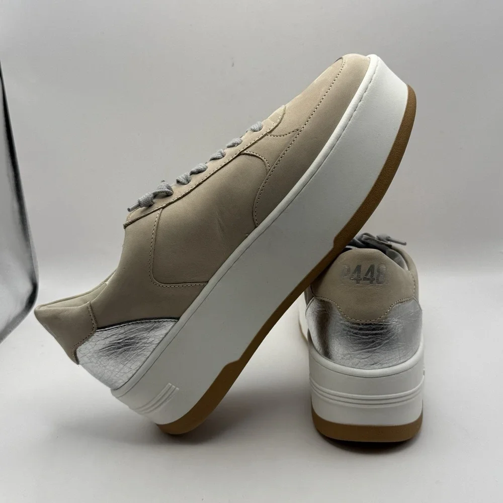 P448‎ Women's Empire Neutral Platform Sneakers Lace Up EU 40 Streetwear Size 9.5